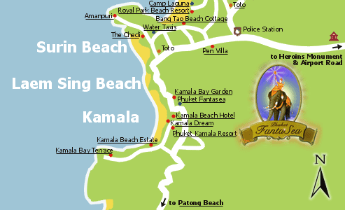 Map of Kamala/Surin Beaches